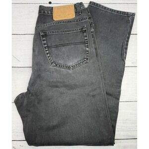 Tommy Hilfiger Men's 34x32 fits 33x30 Black Wash Denim Pants Vintage Relaxed Fit